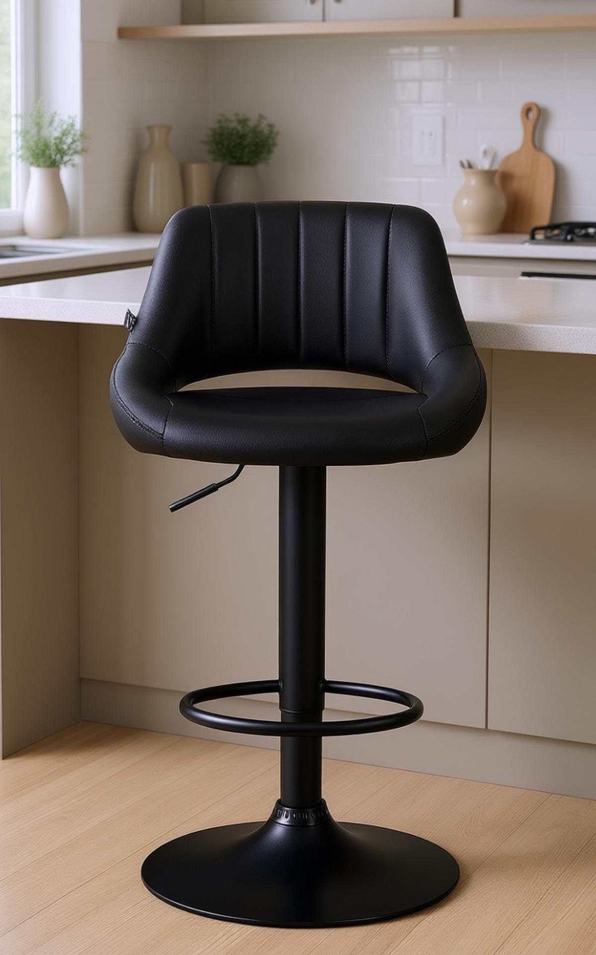BARHOCKER 2er Set Milos Kunstleder B schwarz - Schwarz, Kunststoff/Metall (47/106/48cm) - TPFLiving