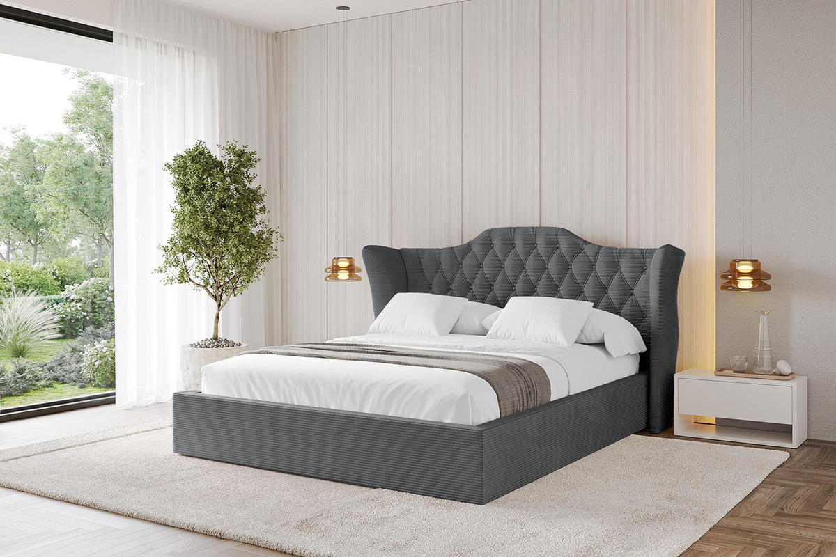 POLSTERBETT mit Bettkasten und Lattenrost, Boxbett ohne Matratze - ZORAN 180x200 Dunkelgrau - Anthrazit, Holzwerkstoff/Textil (180/200cm) - ALTDECOR