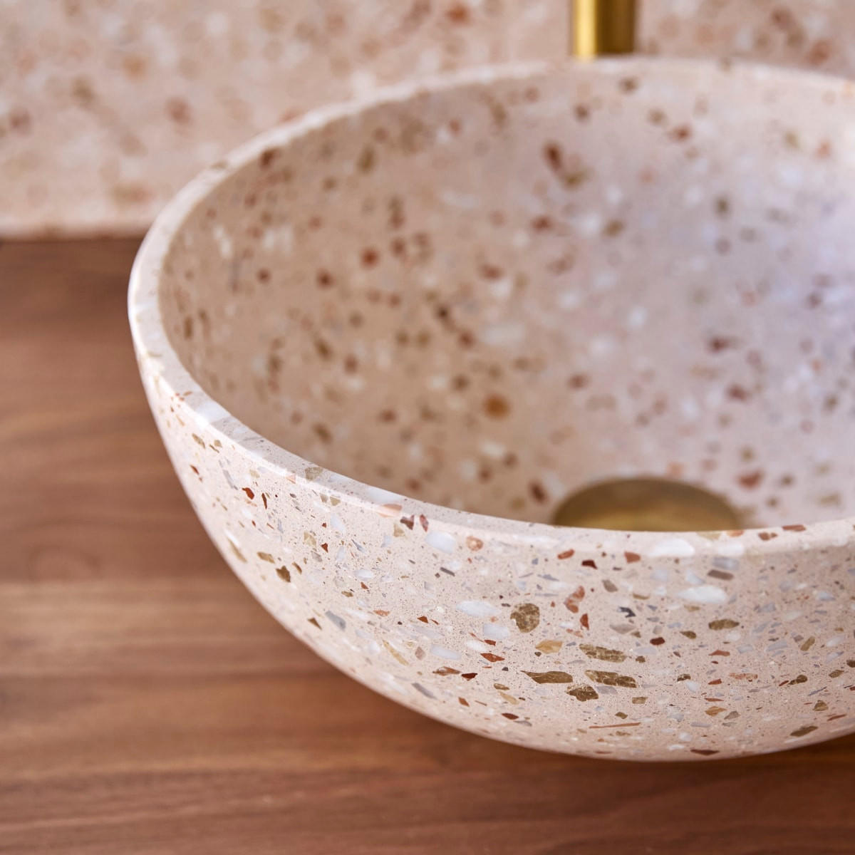 WASCHBECKEN Elea Rosa aus Premium-Terrazzo - Pink, Stein (32/13/32cm) - Tikamoon