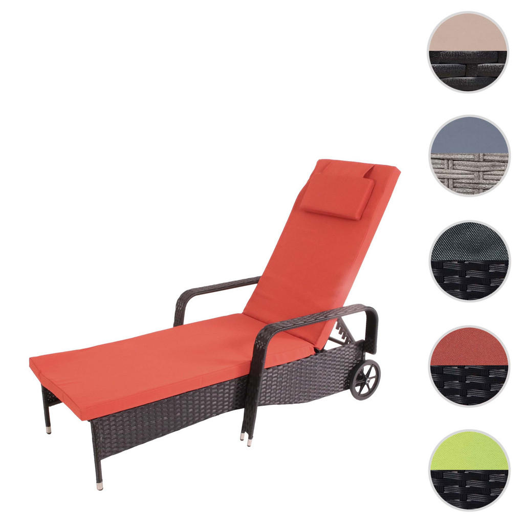 Thumbnail - MCW Poly-Rattan, Anthrazit, Orange, Kunststoff, 71x108x197 cm, Gartenmöbel, Gartenliegen