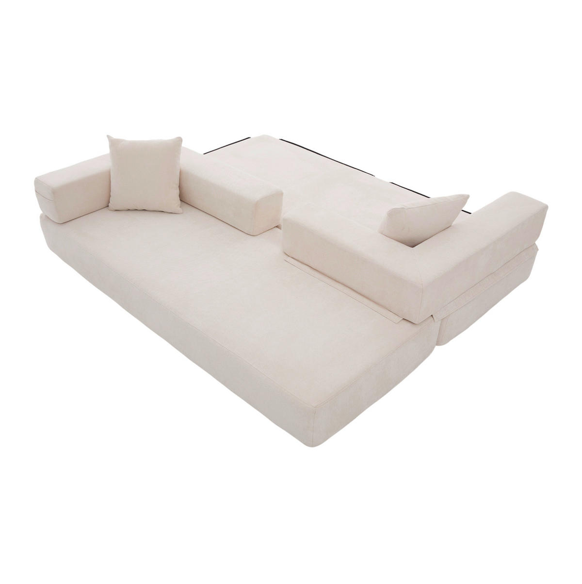 SOFA modular 198 x 79 cm Chenille Beige - Beige, Kunststoff (31.1/23.62/77.95cm) - Meubliv