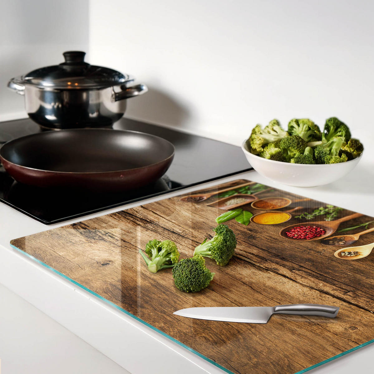 GLASPLATTE 60x52 cm Gewürze Holz - Multicolor, Glas (60/0.4/52cm) - TULUP