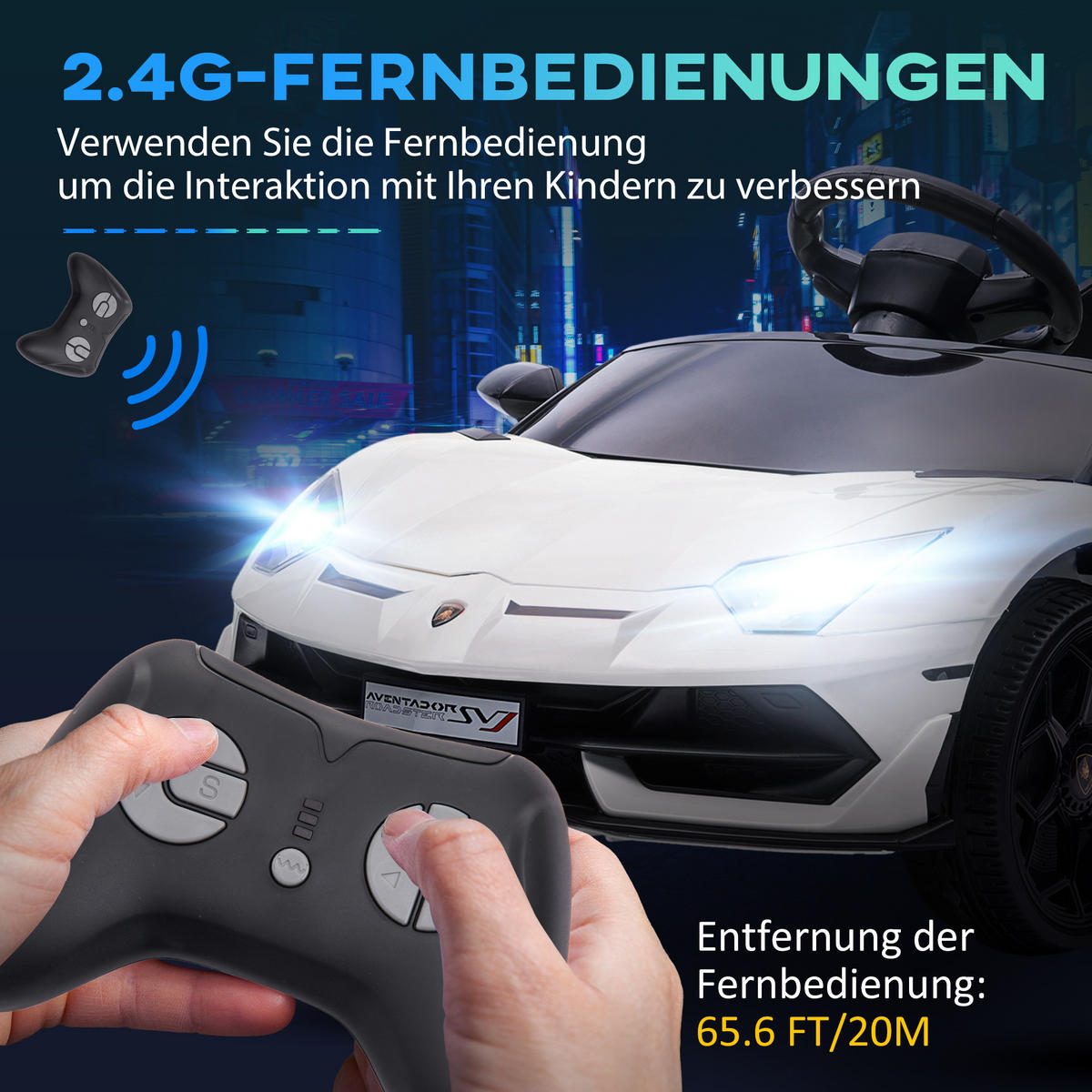 KINDER ELEKTROAUTO, Rot/Weiß, Kunststoff+ Metall - Weiß, Metall (107.5/63/42cm) - HOMCOM