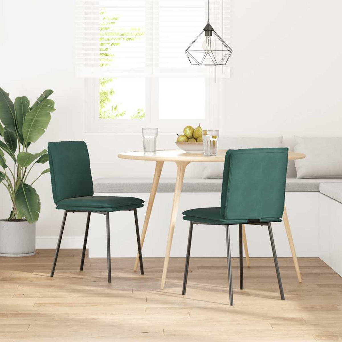 ESSZIMMERSTÜHLE 2 Stk. Dunkelgrün Samt 45*54*83cm - Dunkelgrün, Metall (45/83/54cm) - ZMH
