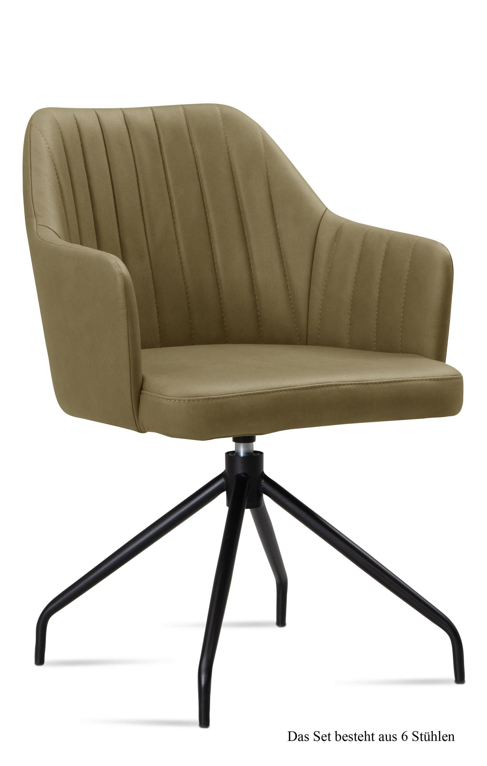 ARMLEHNSTUHL drehbar (6er-Set) Dorena 58x81x60 Schwarz/Olivgrün - Schwarz/Olivgrün, Kunststoff (60/81/58cm) - 58aufmkessel