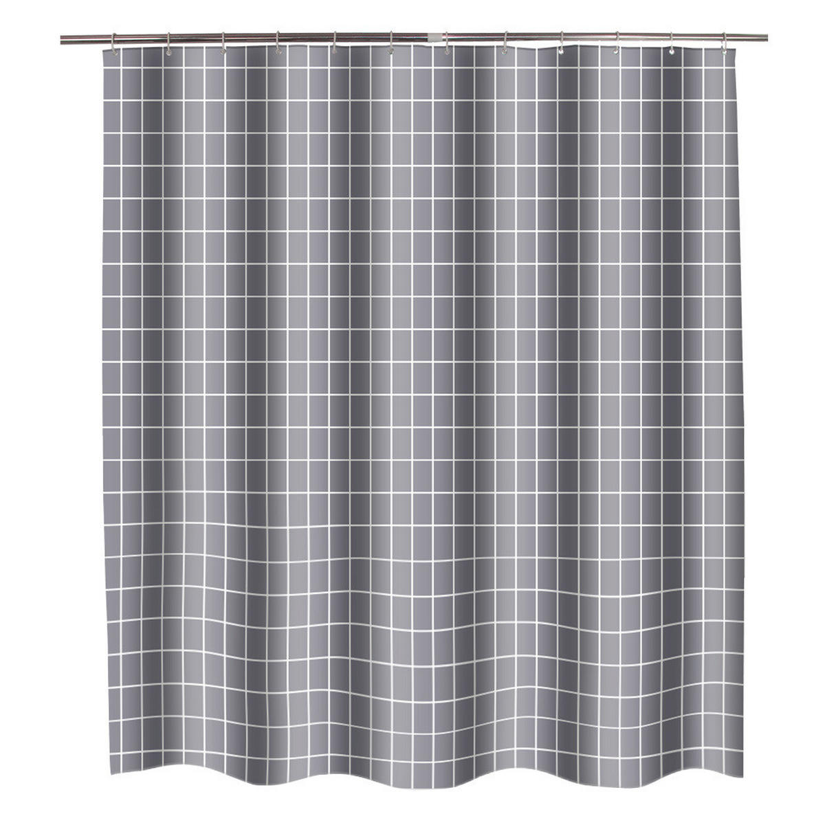DUSCHVORHANG Grau geometrisch 180 x 180 cm waschbar wasserabweisend schimmelresistent mit Haken - Grau, Textil (180/180cm) - MCBOSON