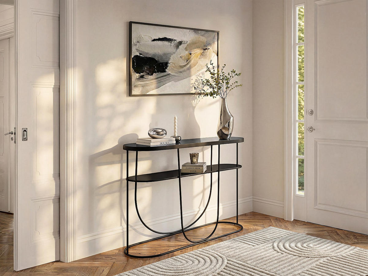 KONSOLENTISCH - 100.5 cm x 32 cm - glas - transparent, schwarz Pretoria - Transparent/Schwarz, Glas/Metall (32/100.5/75cm) - Vente-Unique