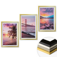 WANDBILDER 3er Set - 40x60 cm Goldrahmen - Sonnenuntergangsbrücke Landschaft - Goldfarben, Kunststoff (40/60cm) - ArtPrintCave