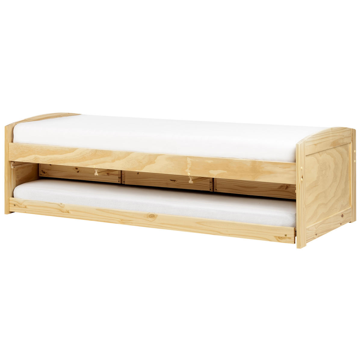 UTDRAGBAR SÄNG 90x200 cm ljust trä Petiville - Ljusbrun, Trä (90/200cm) - Beliani