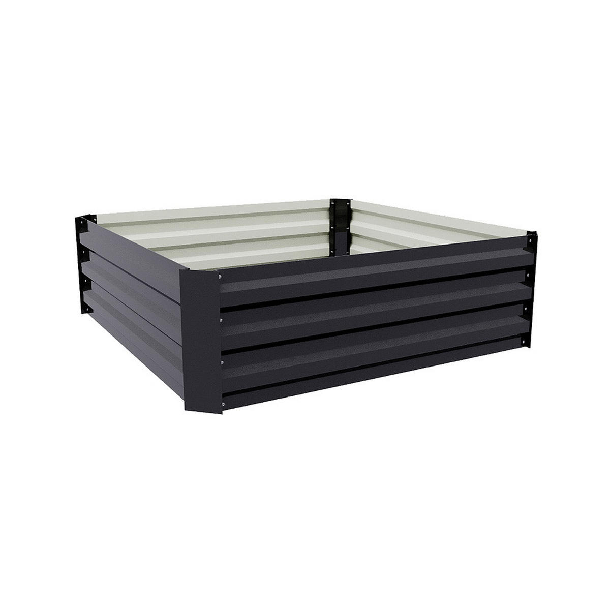 HOCHBEET Pflanzkasten aus verzinktem Stahl in Anthrazit Quadratischen Blumenkasten für Garten und Balkon, 100 × 100 × 30 cm 4,85 kg - Dunkelgrau, Metall (100/30/100cm) - Livingandhome