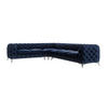 ECKSOFA Chesterfield Laura Marineblau Samt - Silberfarben/Dunkelblau, Holz/Textil (323/264cm) - S-Style Möbel