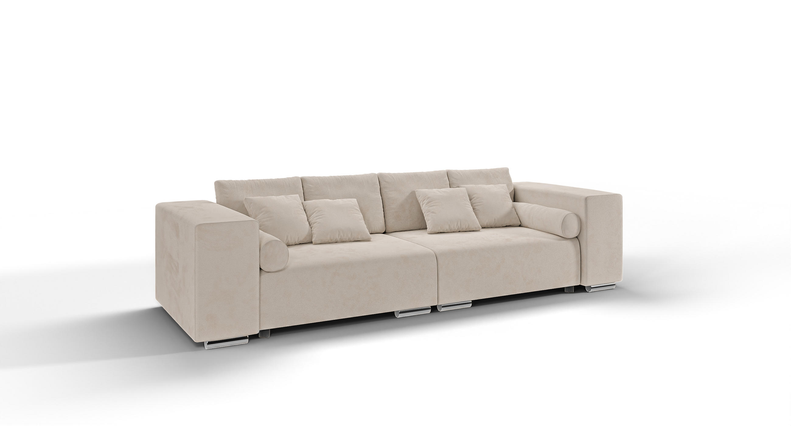 BIGSOFA Kami Microfaser Beige - Silberfarben/Creme, Kunststoff/Textil (290/80/110cm) - S-Style Möbel
