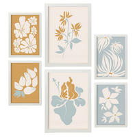 POSTER Set Mit 6 Blumenrahmen 1 In Blume Zusammenfassung Ästhetische Dekorative Gemälde Für Ihr Wohnzimmer Schlafzimmer Zuhause A3 & A4 Weißer Rahmen - Weiß, Papier (29/3cm) - Nacnic