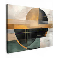 LEINWANDBILD - Abstrakt - Gold - Bronze - Grün - Formen - Modern - 40x30 - Wanddeko - Multicolor, Textil (40/30cm) - MuchoWow
