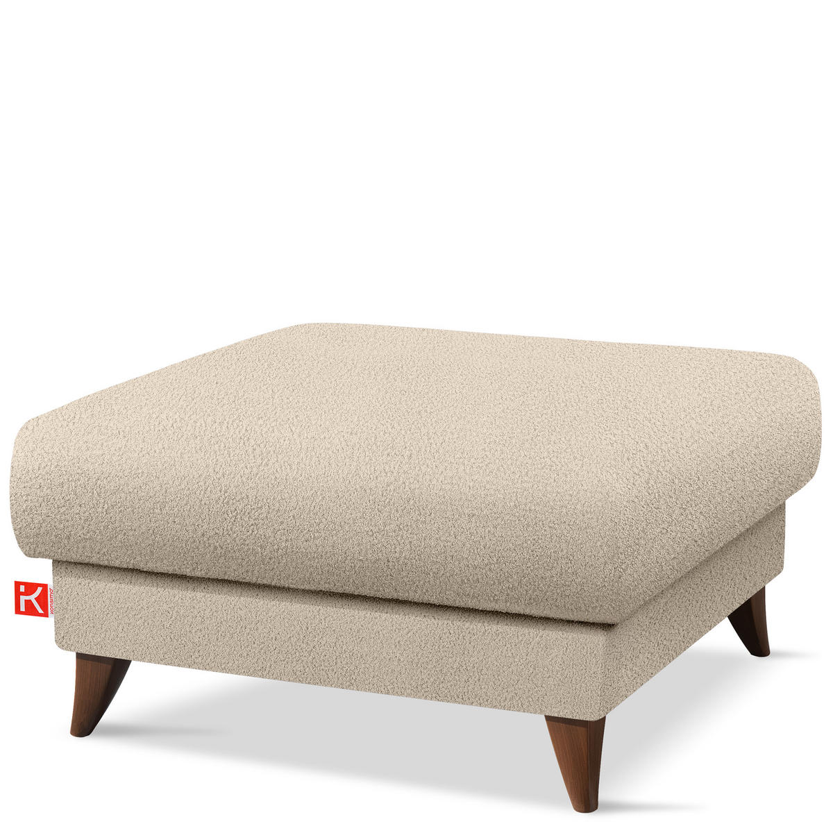 HOCKER GUSTAVO Bouclé, Creme - Creme, Holz/Holzwerkstoff (92/49/92cm) - KONSIMO®