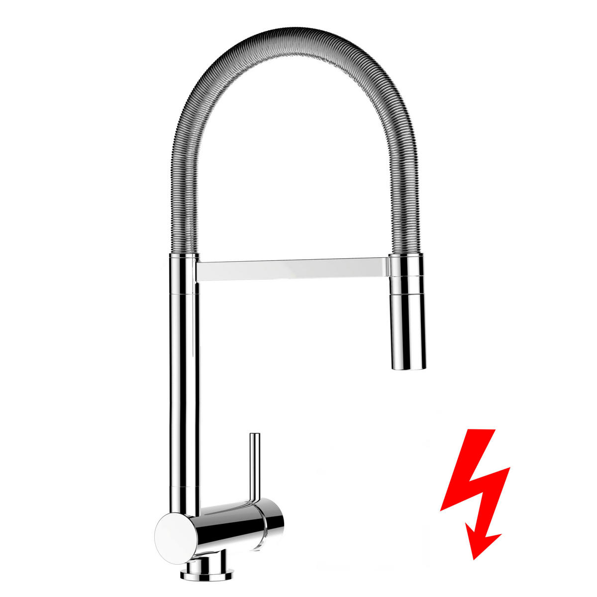 NIEDERDRUCK-VORFENSTER-KÜCHENARMATUR, Umklappbar 6 CM, Verchromt, 2-Strahl-Brause - Chromfarben, Metall (21.3/48.2/21.3cm) - VIZIO