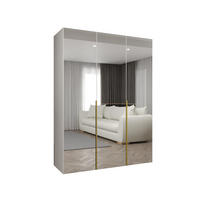DREHTÜRENSCHRANK 202/150/52 3-türig - Goldfarben/Weiß, Holz (150/202/52cm) - Abiks Möbel