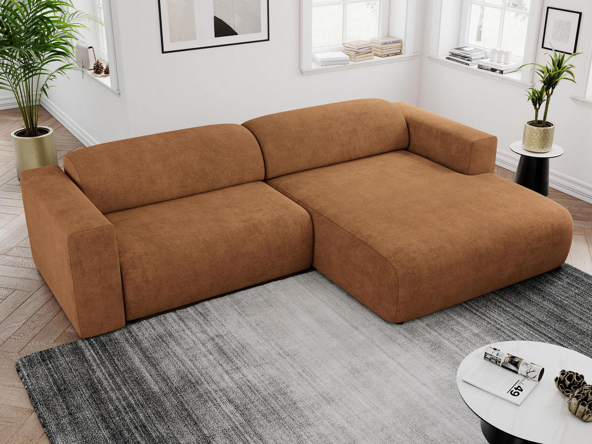 ECKSOFA PASADENA Orange Struktur - Rechts Seite - Schwarz/Orange, Kunststoff/Textil (180/288cm) - MKS