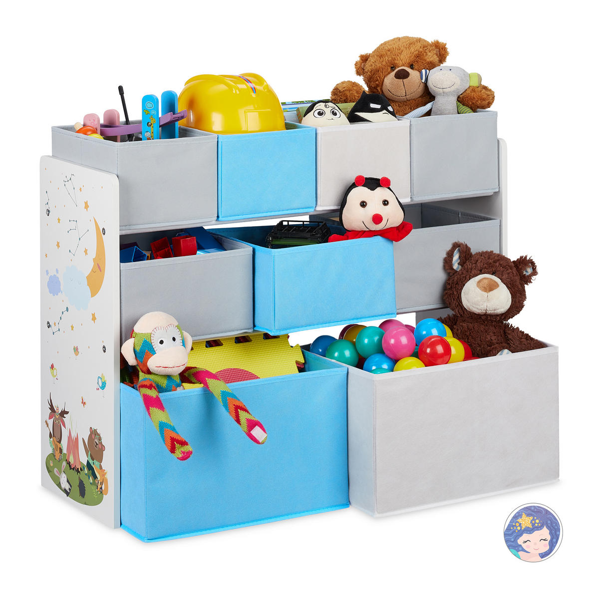 KINDERREGAL - Multicolor, Holzwerkstoff/Kunststoff (82.5/66/29.5cm) - Relaxdays