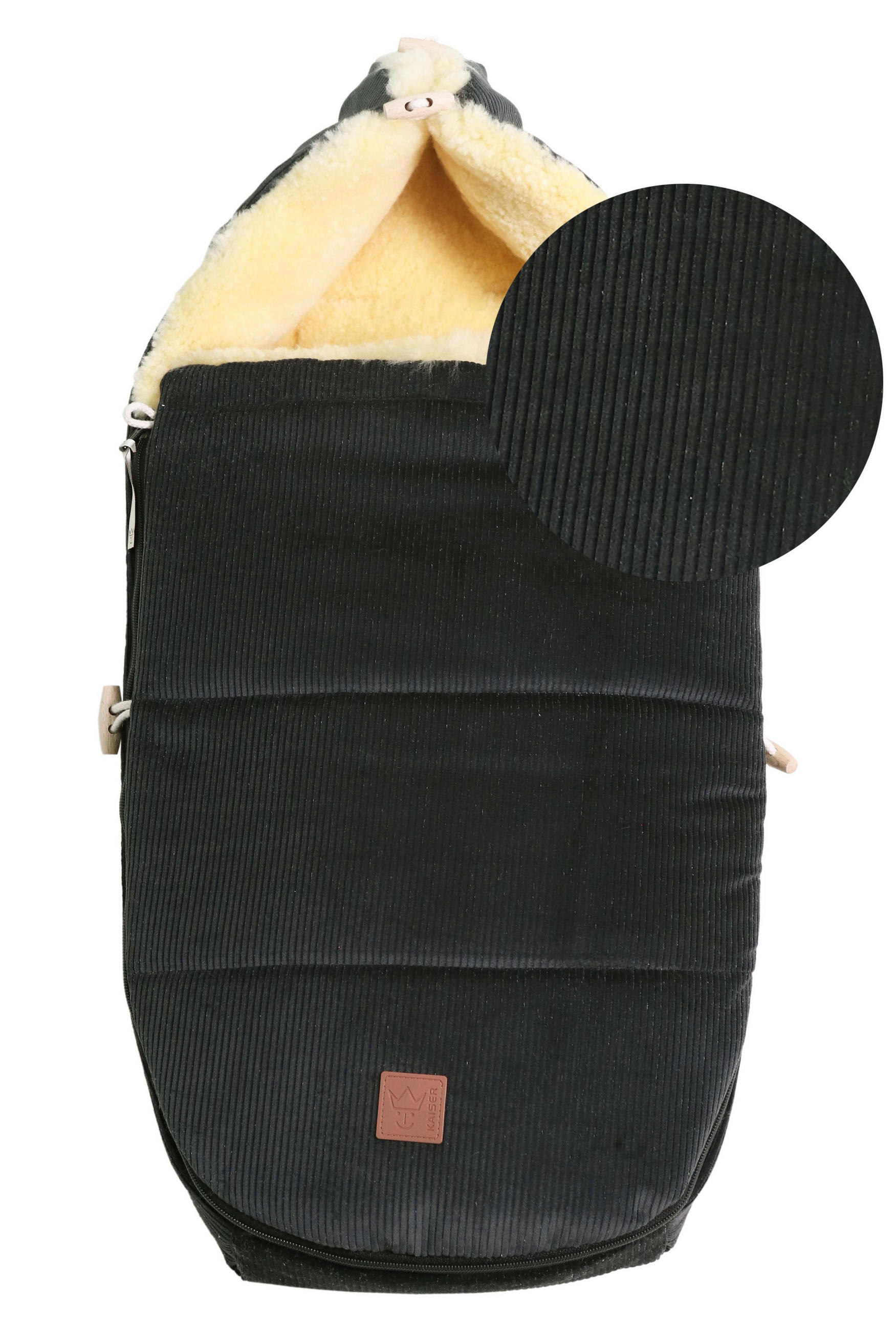 LAMMFELL-BABYSCHALENFUSSSACK Filia Cord, dark grey - Dunkelgrau, Fell (38/5/80cm) - Kaiserbaby