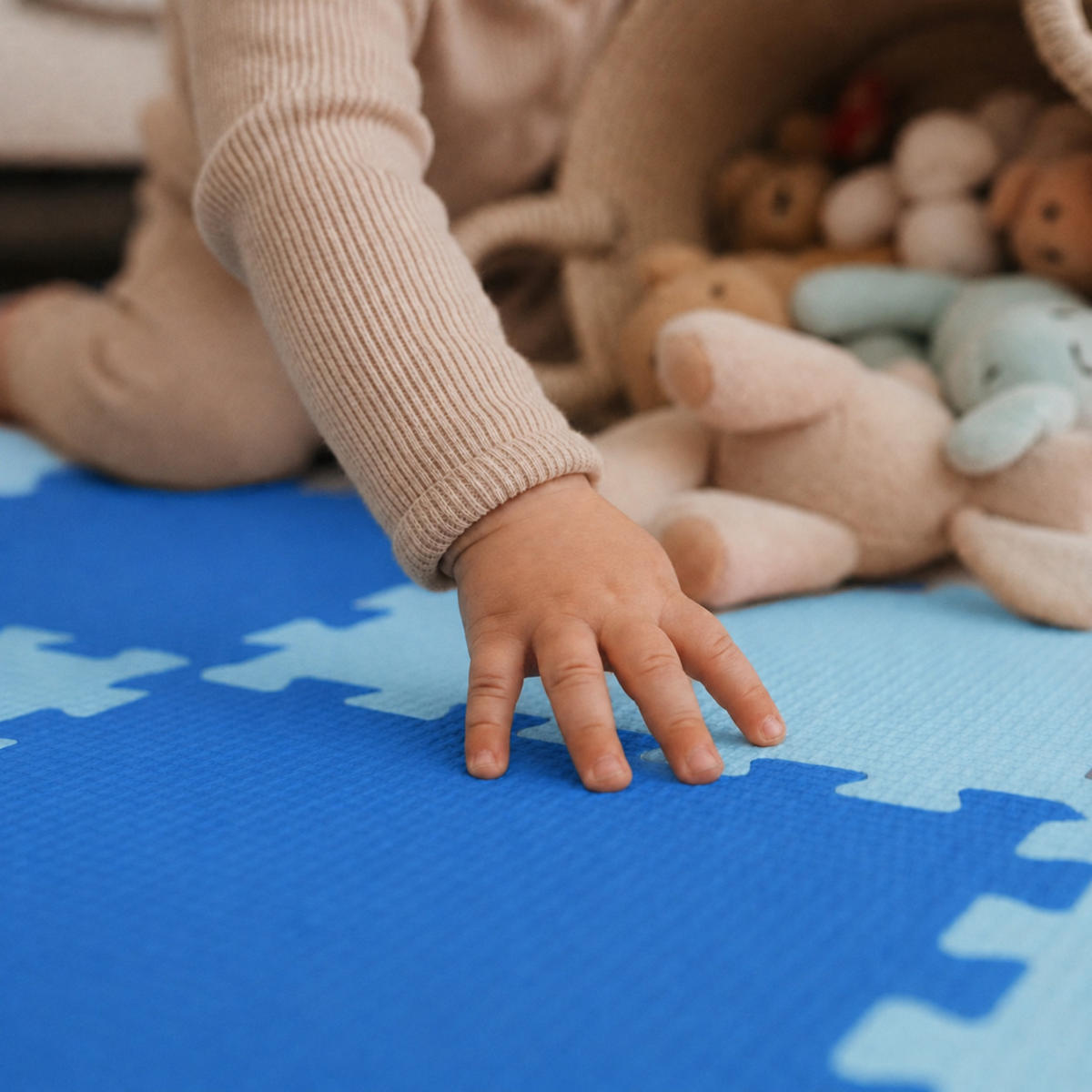 SPIELMATTE ab Null 270/90 cm Puzzlematte Hellblau - Blau, Kunststoff (30/30cm) - Littletom