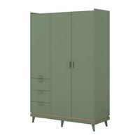 KLEIDERSCHRANK 3 Türen Sandy Grün - Grün, Holzwerkstoff (143.5/214.5/57.4cm) - Petits-meubles