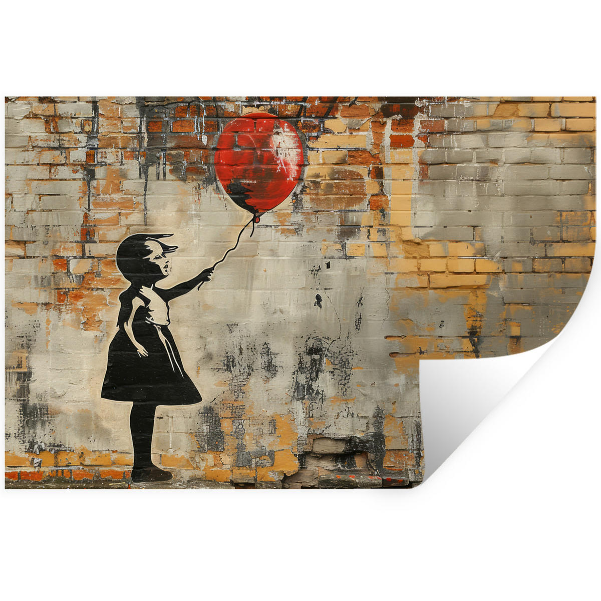 WANDTATTOO Graffiti - Banksy - Mädchen - Straßenkunst 120x80 cm - Sandfarben, Kunststoff (120/80/0.1cm) - MuchoWow