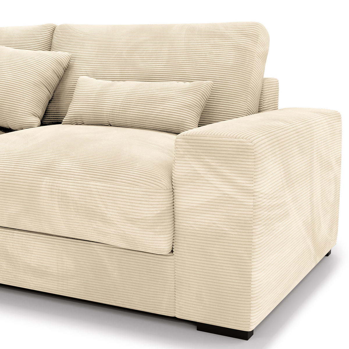 ECKSOFA mit Longchair - Creme/Schwarz, Kunststoff/Textil (340/205cm) - home24