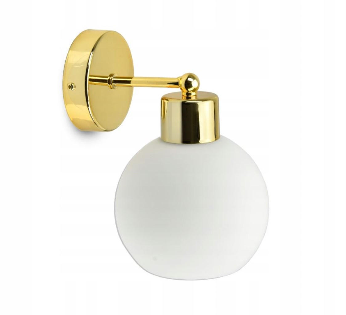 WANDLEUCHTE GOLDGLAS - Goldfarben/Weiß, Glas/Metall (19/22/14cm) - kiki design