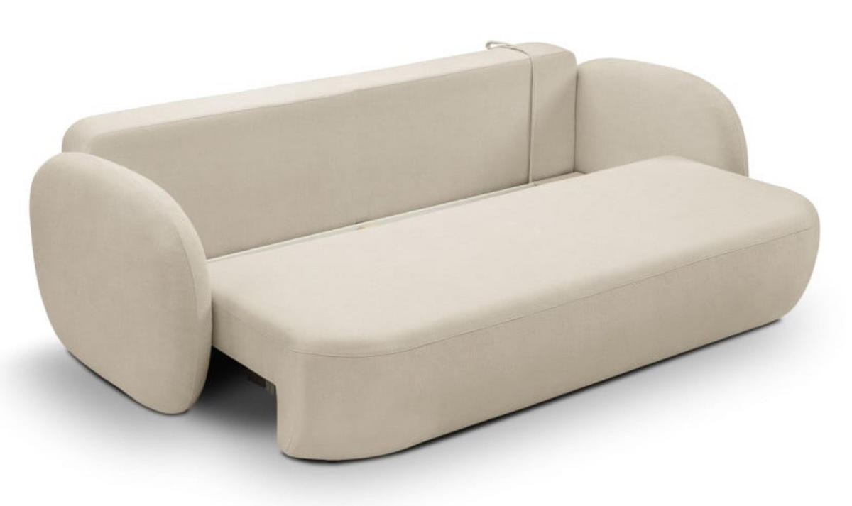 SITZSOFA Ecru LIO Mit Schlaffunktion Bezogen Mit Stoff SICURO 55 - Beige, Leder/Textil (238/86.5/101cm) - Sepro Meble