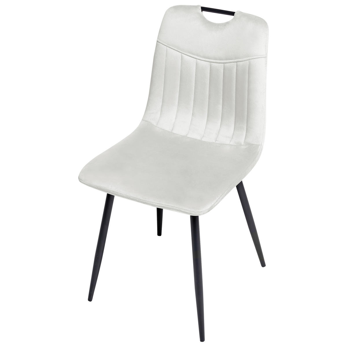 ESSZIMMERSTUHL 4er-Set Cremeweiß Argyle - Schwarz/Weiß, Textil (45/86/55cm) - Beliani