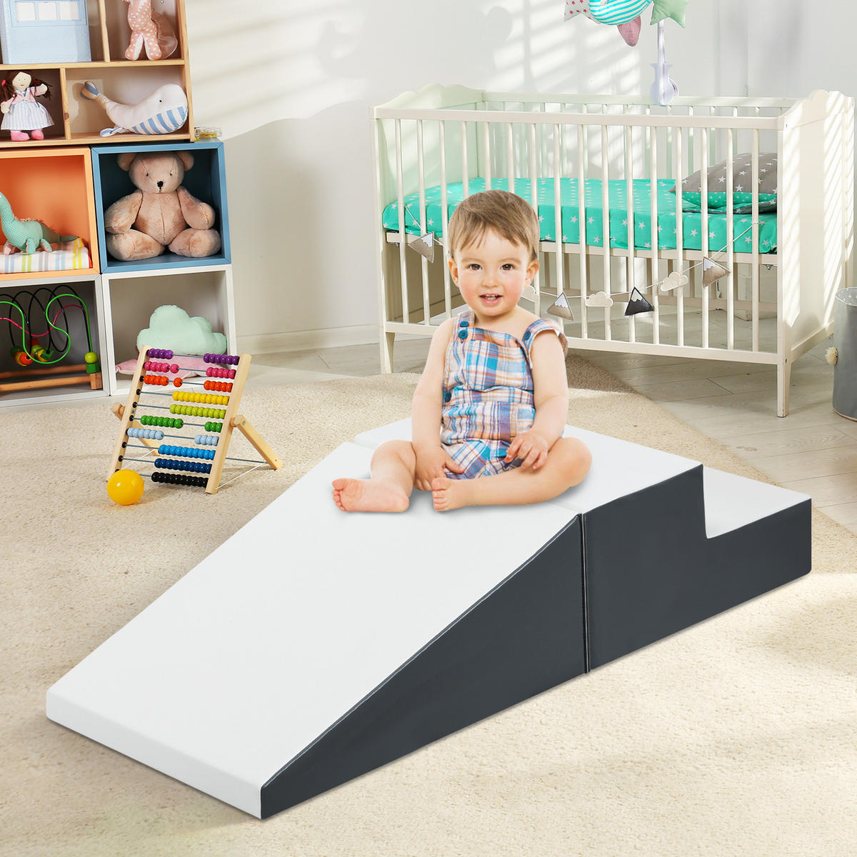 SOFTBAUSTEINE Weiß (2er-Set) - Weiß, Leder (50/26/50cm) - COSTWAY