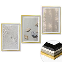 WANDBILDER 3er Set - 40x60 cm Goldrahmen - Boho-Naturtexturen und -Strukturen - Goldfarben, Kunststoff (40/60cm) - ArtPrintCave