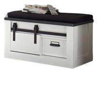 GARDEROBENBANK weiß Pinie, anthrazit Landhaus, Garderobenbank 93 x 46 cm - Anthrazit/Weiß, Holzwerkstoff/Metall (93/46/43cm) - Furn.Design