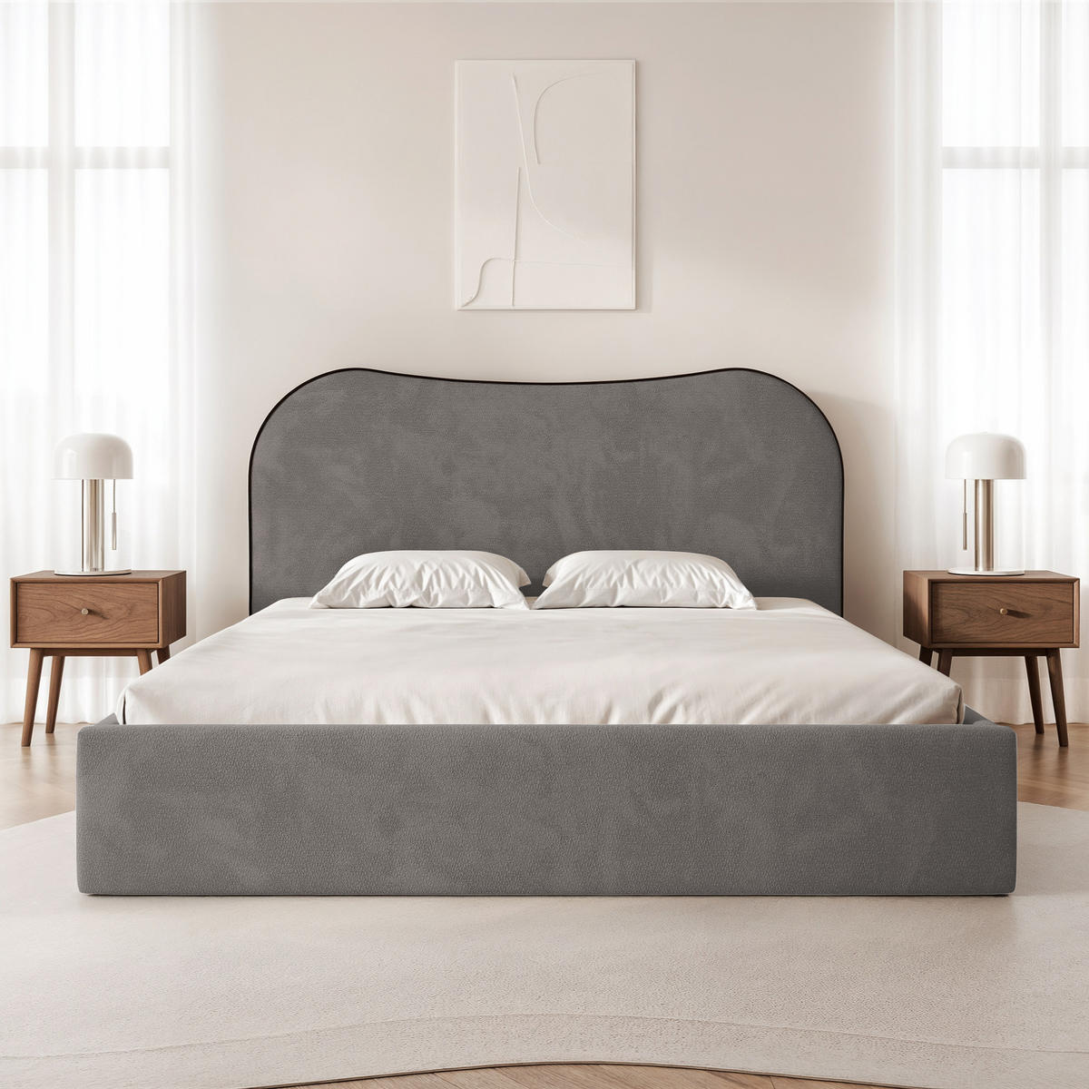POLSTERBETT Rotello 160x200 cm Dunkelgrau Chenille Stoff – (Bettkasten, Lattenrost) - Dunkelgrau, Holz/Holzwerkstoff (160/200cm) - Ravio