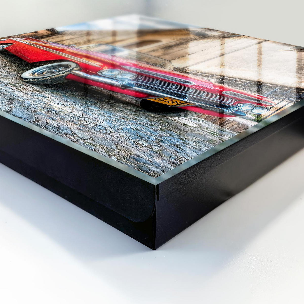 SCHLÜSSELBOX Schwarz 30x30 cm- Türöffnung nach rechts - Retro-Auto - Rot, Metall (30/30/5cm) - TULUP