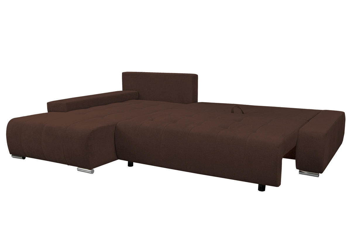 ECKSOFA Bloom mit Bettkasten und Schlaffunktion L-Form - Braun, Textil (267/185cm)