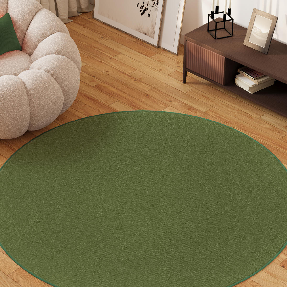 TEPPICH MONO Rund Outdoor Grün 80/80 cm - Grün, Textil (80/80cm) - Tapiso