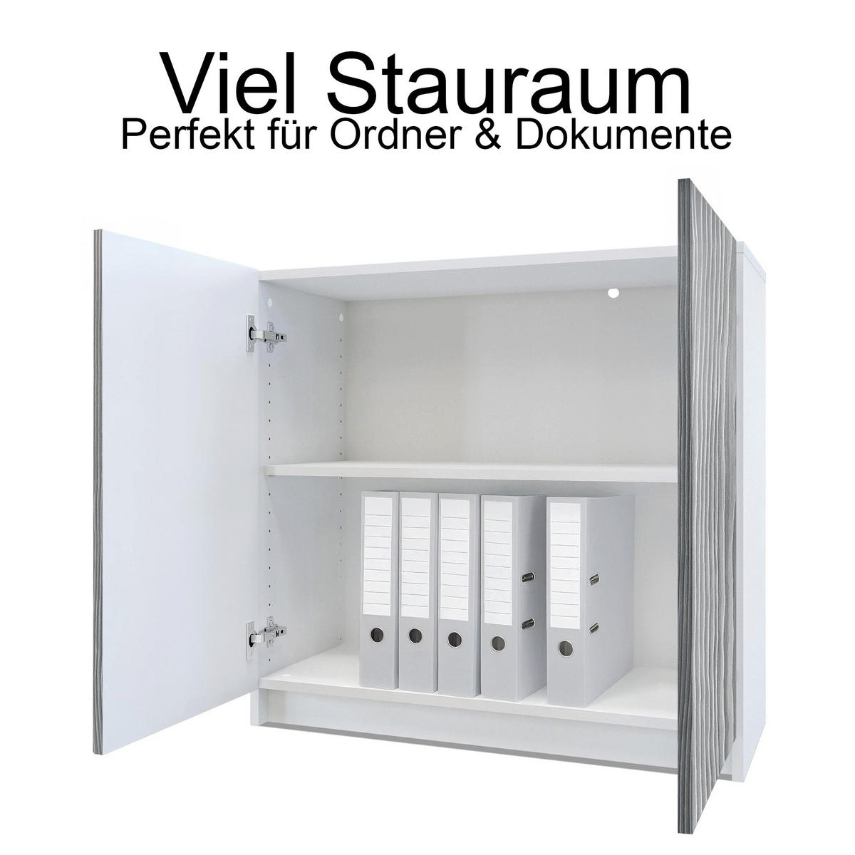KOMMODE Elona, Büroschrank mit Soft-Close & Push-to-Open, Aktenschrank, Home Office & Büro, Weiß matt (82 x 78 x 37 cm) - Weiß, Holzwerkstoff (82/78/37cm) - InnoFurn