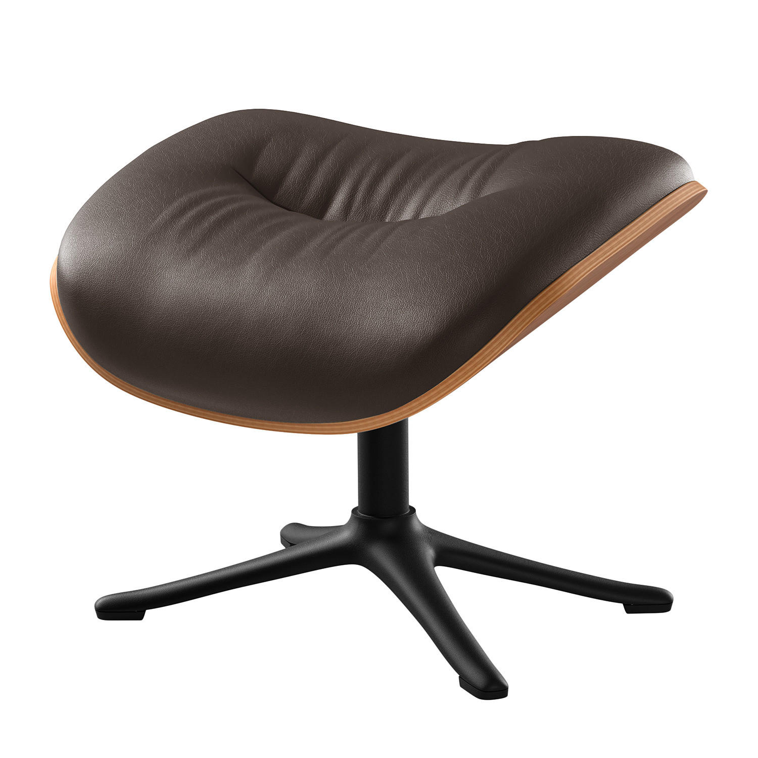 POLSTERHOCKER - Dunkelbraun/Schwarz, Leder/Metall (44/39/42cm) - home24