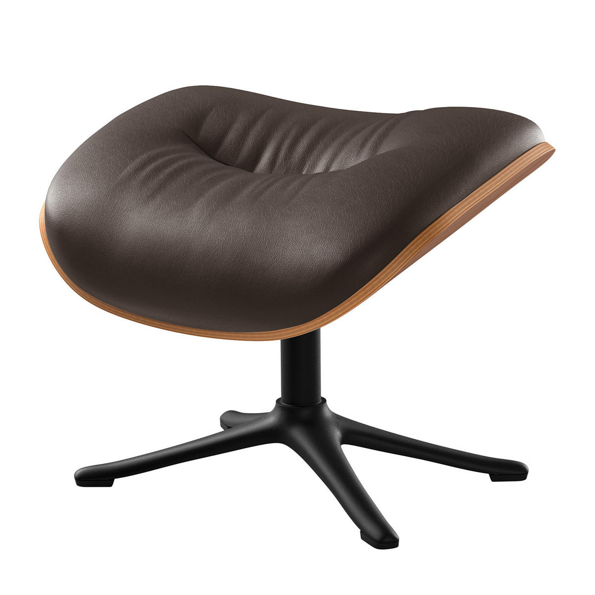 POLSTERHOCKER - Dunkelbraun/Schwarz, Leder/Metall (44/39/42cm) - home24