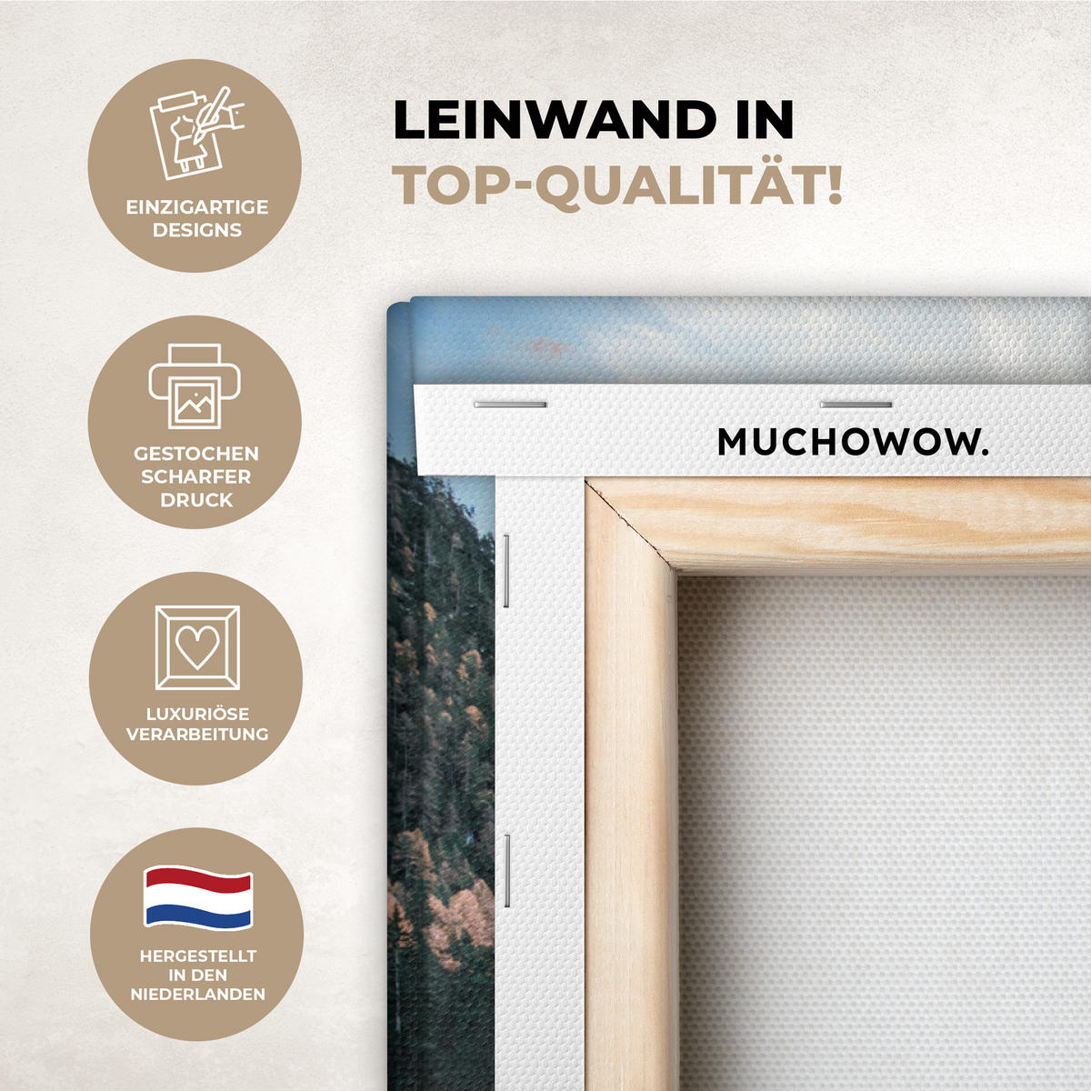 LEINWANDBILD Natur - Berge - Schnee - Wald - Boot Wandbilder 80x60 cm - Hellgrün, Textil (80/60cm) - MuchoWow