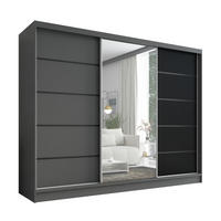 SCHWEBETÜRENSCHRANK 200 cm AURELIA 2 Farbe: Graphit, Graphit, Schwarz - Graphitfarben/Schwarz, Holzwerkstoff (200/215/60cm) - A&J MöbelLand