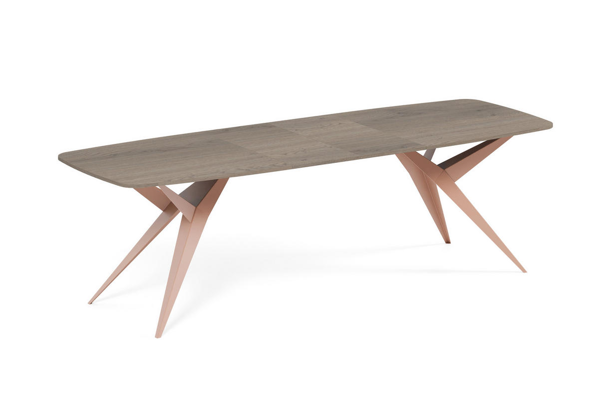 ESSTISCH AXIS - Sandfarben/Kupferfarben, Holzwerkstoff/Metall (90/180/76cm) - Meblini
