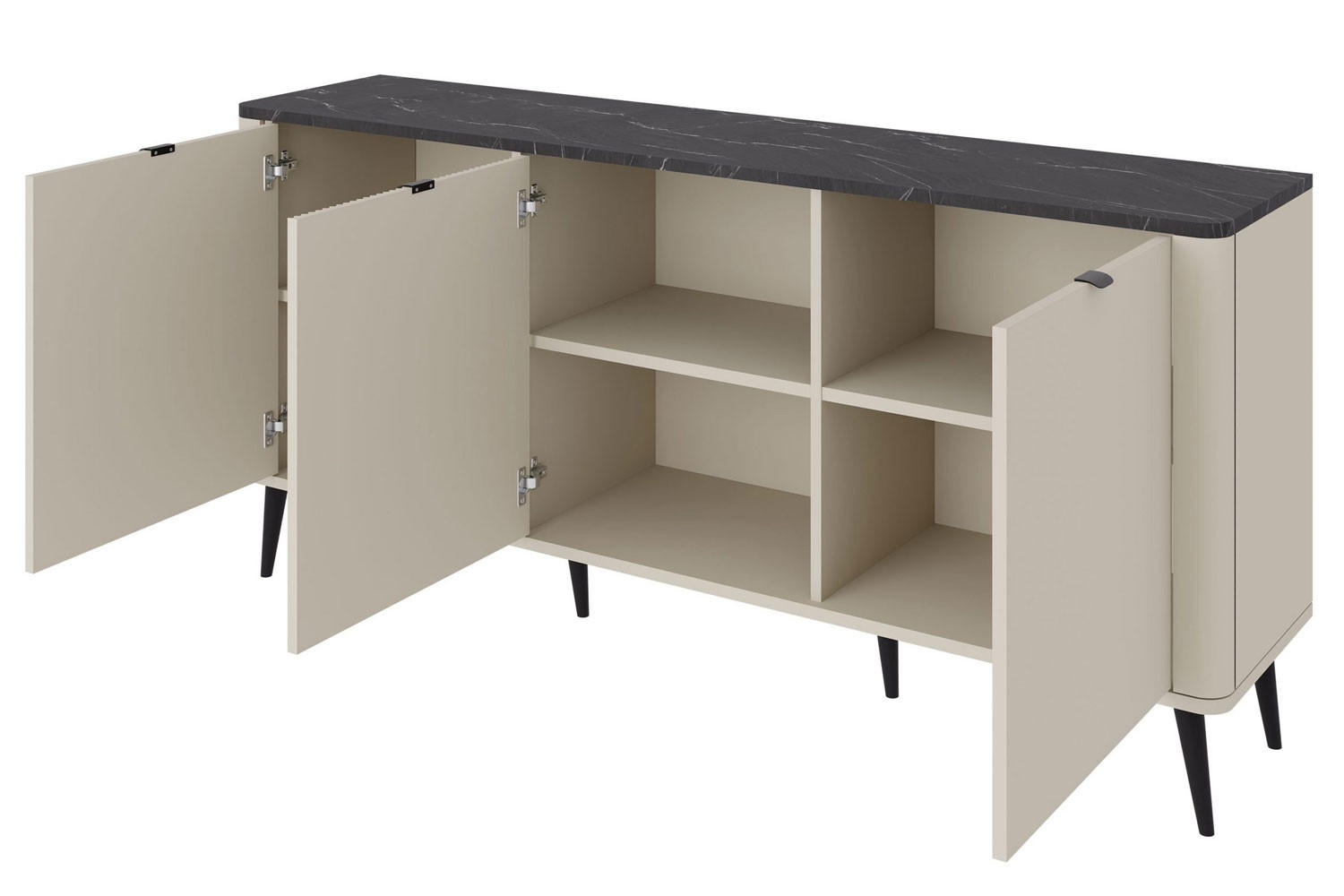 KOMMODE Marly Kaschmir / Walnuss 160 / 40 / 82cm - Kaschmir/Beige, Holz/Holzwerkstoff (160/82/40cm) - Feldmann-Wohnen