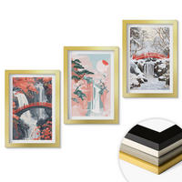 WANDBILDER 3er Set - 20x30 cm Goldrahmen - Wasserfälle der Jahreszeiten - Goldfarben, Kunststoff (20/30cm) - ArtPrintCave