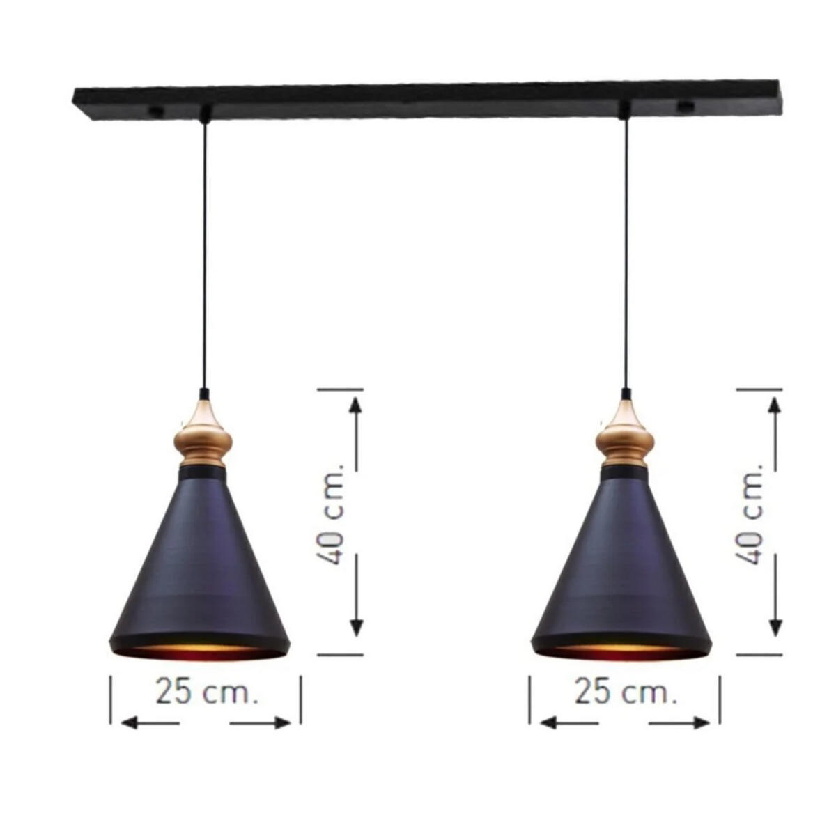 PENDELLEUCHTE Parallelspur 2-tlg - Schwarz, Metall (25/25/40cm) - Bamyum