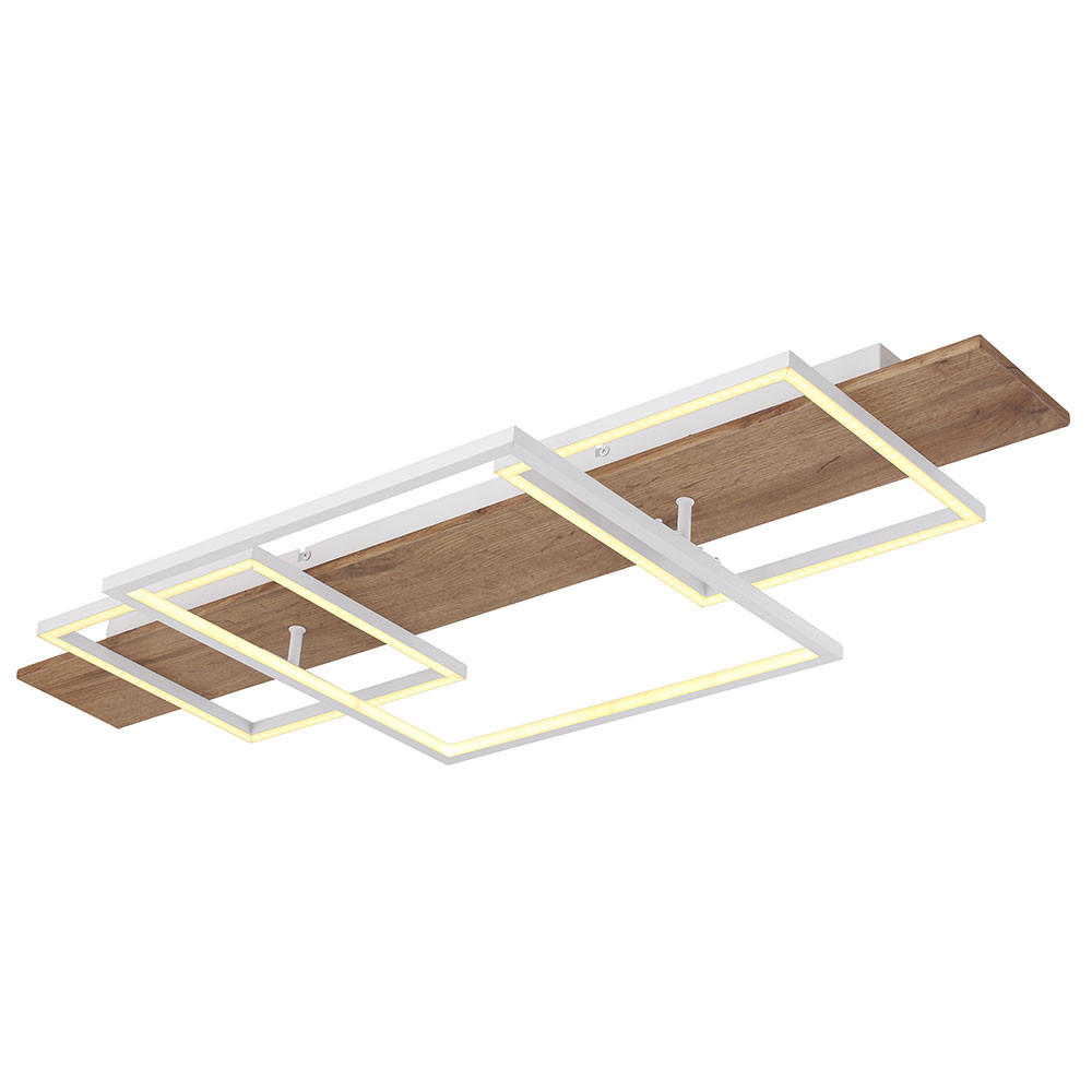 LED DECKENLEUCHTE Metall Holzoptik Braun - Weiß, Metall (95/40/10cm) - Globo Lighting