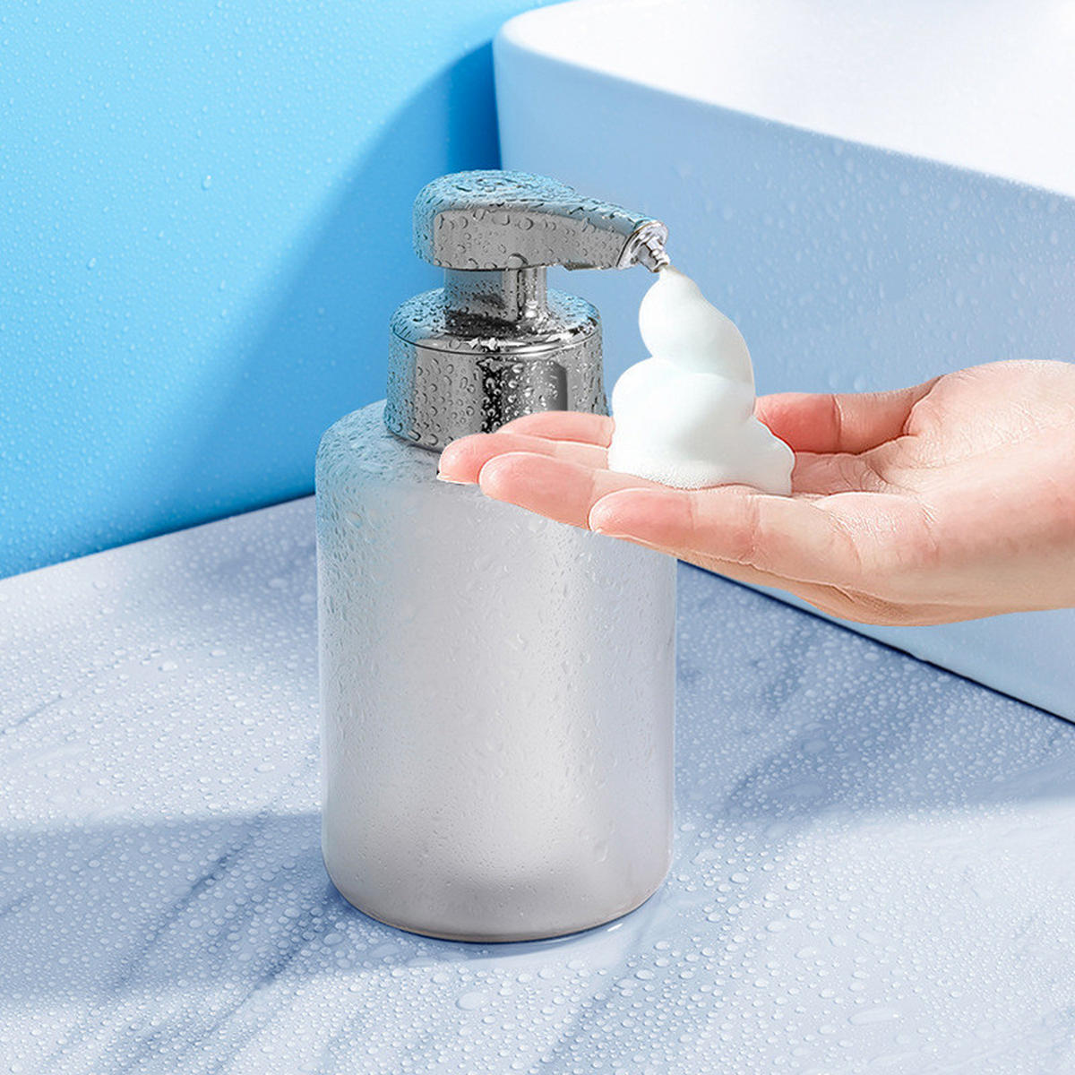 SENSORSEIFENSPENDER , Automatischer Seifenspender 320 ml - Silberfarben, Kunststoff (7.5/15.5/7.5cm) - BELZ