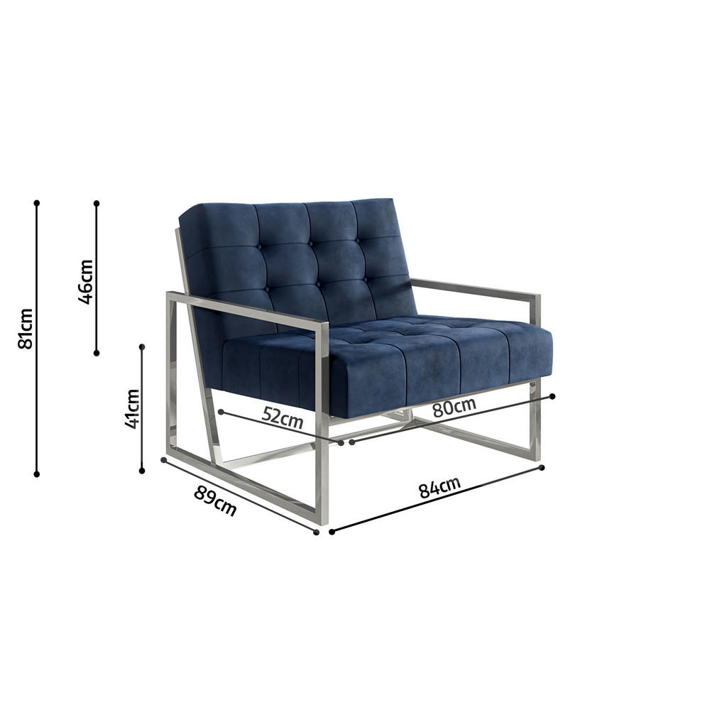 Thumbnail - S-Style Möbel Loungesessel, Dunkelblau, Silber, Textil, Echtholz,Buche, Birke, 1-Sitzer, Füllung: Polyetherschaumkern, 8...